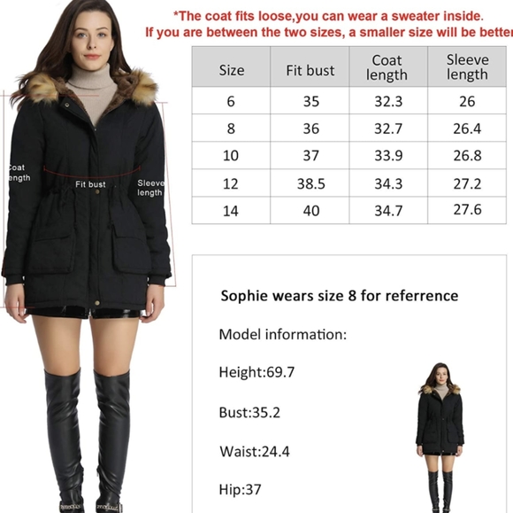 iloveSIA Women's Warm Winter Fur-lined Coat Parka Jacket Sm/Med - Picture 7 of 8